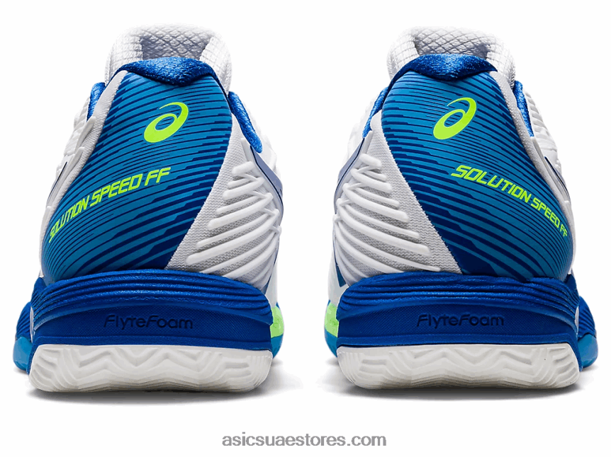 Asics أبيض / تونة زرقاء سرعة الحل ff 2 الطين 2N24DJ923