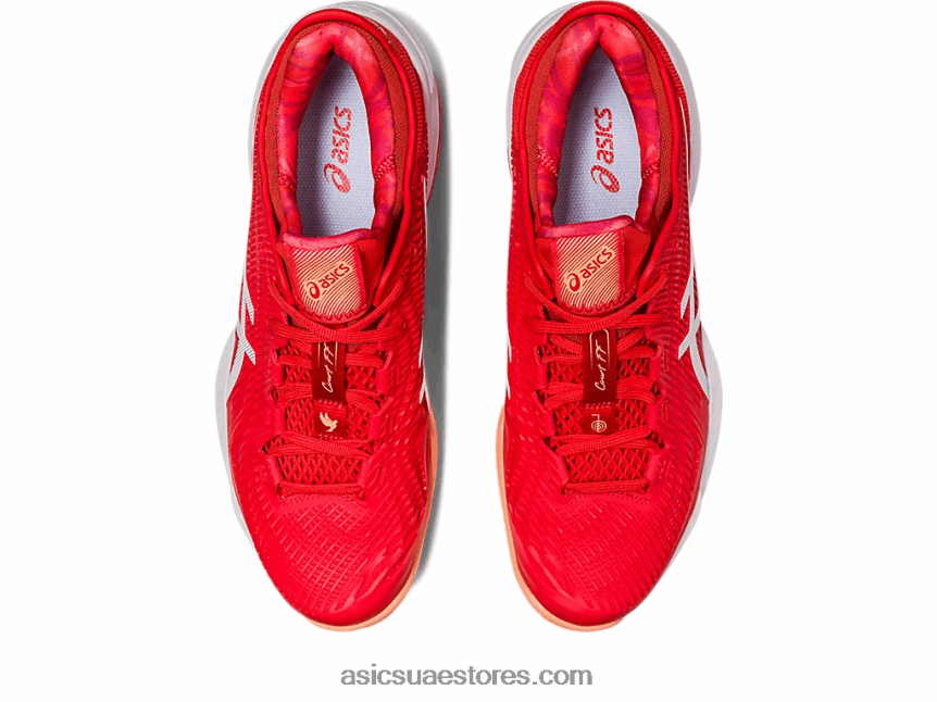 Asics الأحمر الناري / الأبيض محكمة ff 3 نوفاك كلاي 2N24DJ74