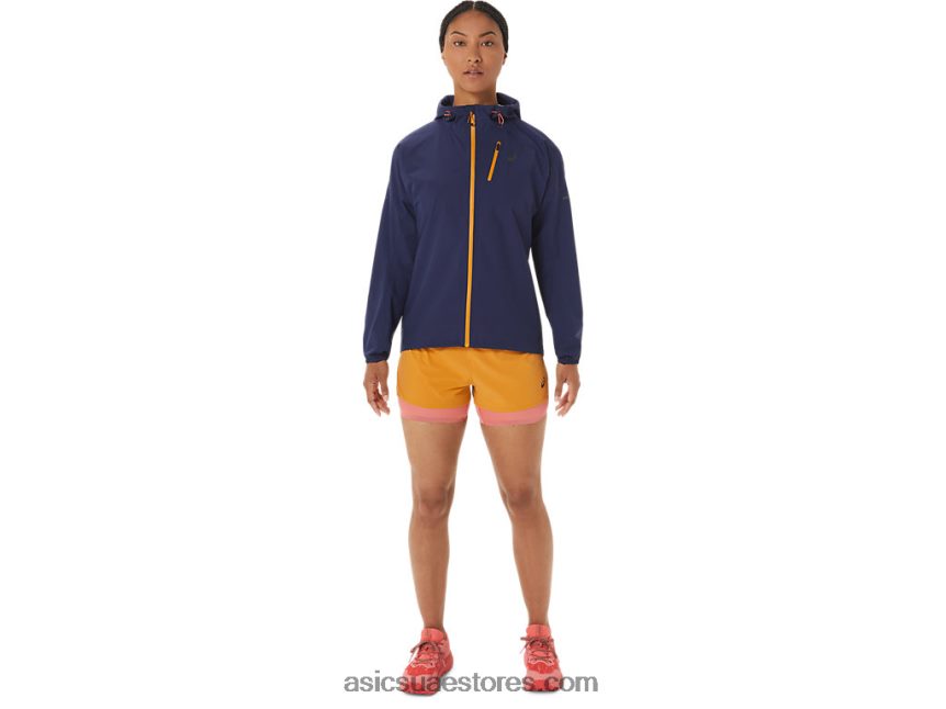 Asics أزرق نيلي / عاصفة رملية سترة نسائية مضادة للماء fujitrail 2N24DJ2535