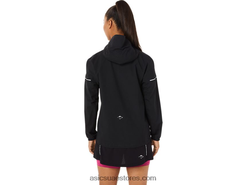 Asics أسود الأداء سترة نسائية مضادة للماء fujitrail 2N24DJ3482