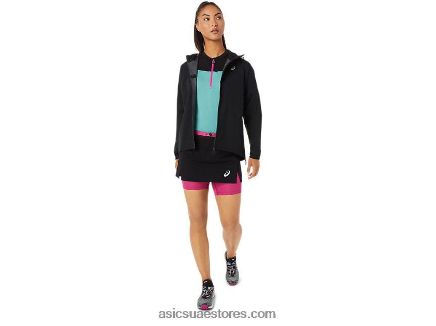 Asics أسود الأداء سترة نسائية مضادة للماء fujitrail 2N24DJ3482