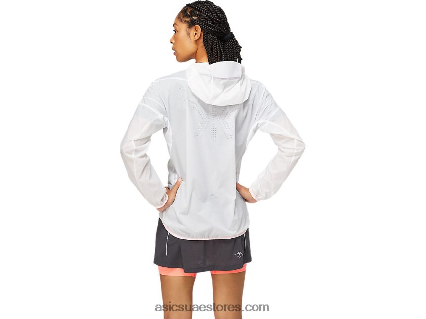 Asics أبيض لامع / مرجان مشتعل سترة fujitrail النسائية 2N24DJ3826