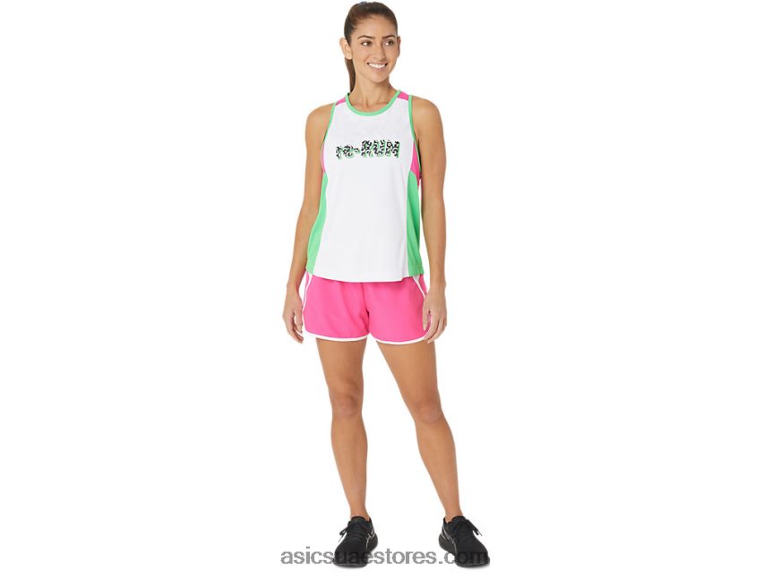 Asics أبيض / مسار / وردي glo المرأة الجديدة القوية القميص الجري المعاد توظيفها 2N24DJ2353