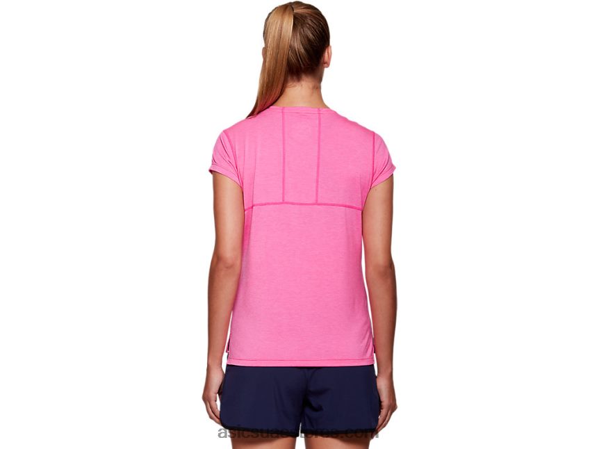 Asics هيذر الوردي glo المرأة قصيرة الأكمام أعلى dorai 2N24DJ4054