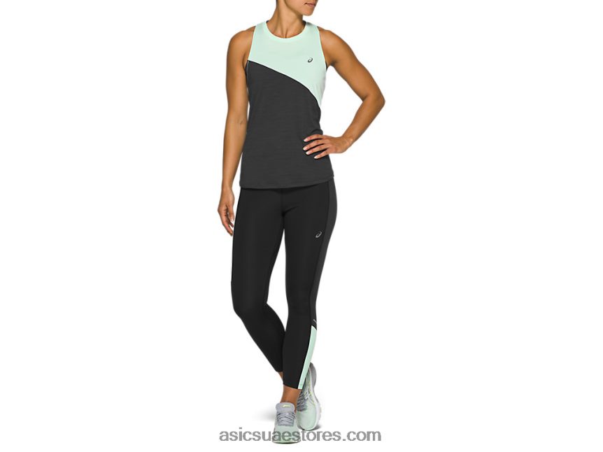 Asics أسود الأداء / لون النعناع المرأة طوكيو highwaist ضيق 2N24DJ4171