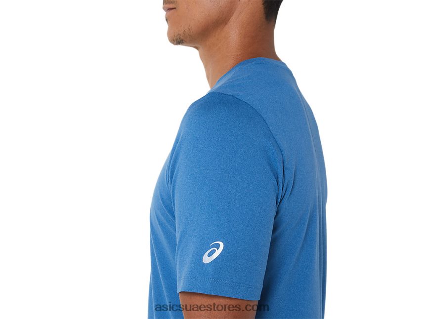 Asics هيذر اللازوردية قميص رجالي بأكمام قصيرة من hthr tech 2N24DJ1055
