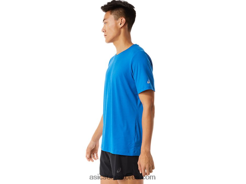 Asics هيذر الزرقاء الفرنسية قميص رجالي بأكمام قصيرة من hthr tech 2N24DJ1361