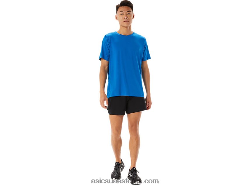 Asics هيذر الزرقاء الفرنسية قميص رجالي بأكمام قصيرة من hthr tech 2N24DJ1361
