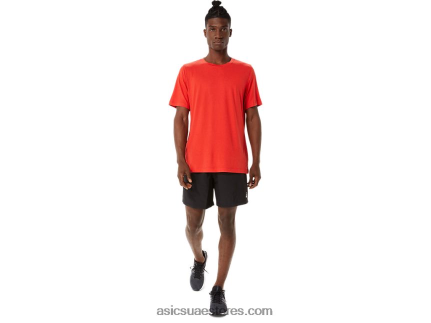 Asics هيذر الناري الأحمر قميص رجالي بأكمام قصيرة من hthr tech 2N24DJ1422