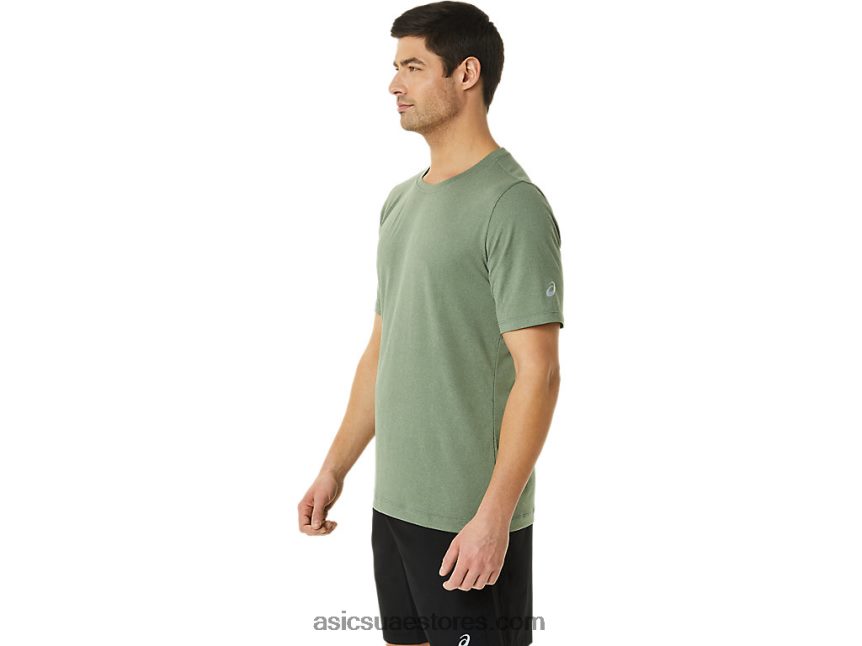 Asics هيذر الخضراء الحزاز قميص رجالي بأكمام قصيرة من hthr tech 2N24DJ1442