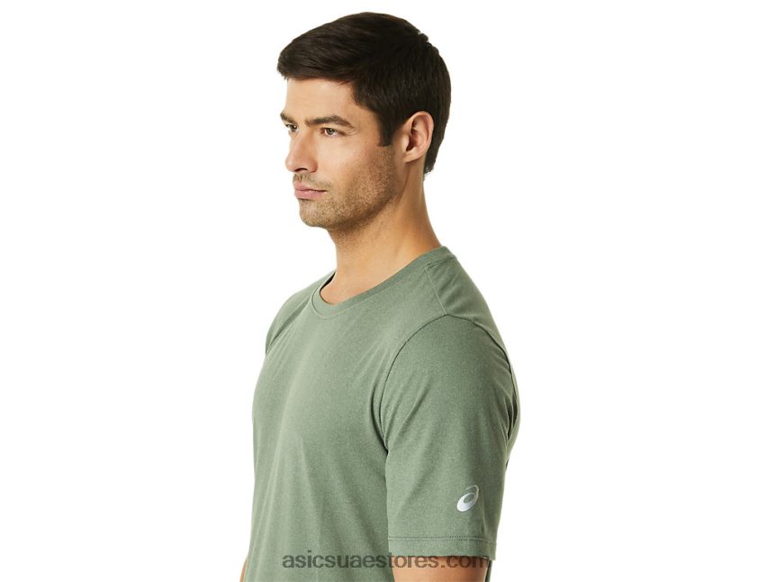Asics هيذر الخضراء الحزاز قميص رجالي بأكمام قصيرة من hthr tech 2N24DJ1442