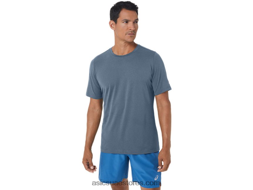 Asics هيذر الأزرق الصلب قميص رجالي بأكمام قصيرة من hthr tech 2N24DJ160
