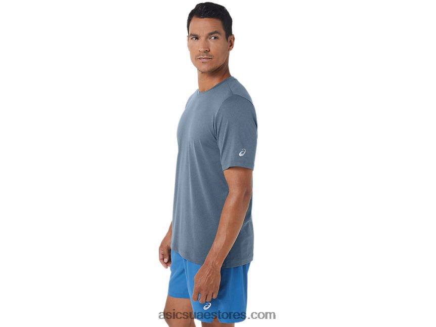 Asics هيذر الأزرق الصلب قميص رجالي بأكمام قصيرة من hthr tech 2N24DJ160