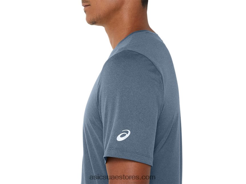Asics هيذر الأزرق الصلب قميص رجالي بأكمام قصيرة من hthr tech 2N24DJ160