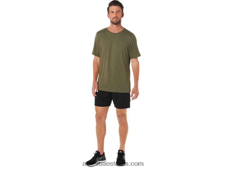 Asics هيذر قماش الزيتون قميص رجالي بأكمام قصيرة من hthr tech 2N24DJ1705