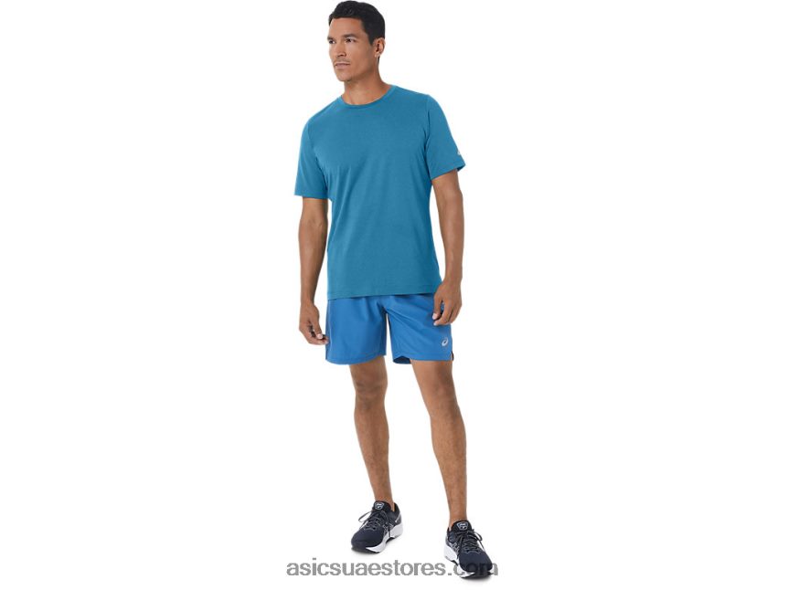 Asics هيذر الجزيرة الزرقاء قميص رجالي بأكمام قصيرة من hthr tech 2N24DJ170