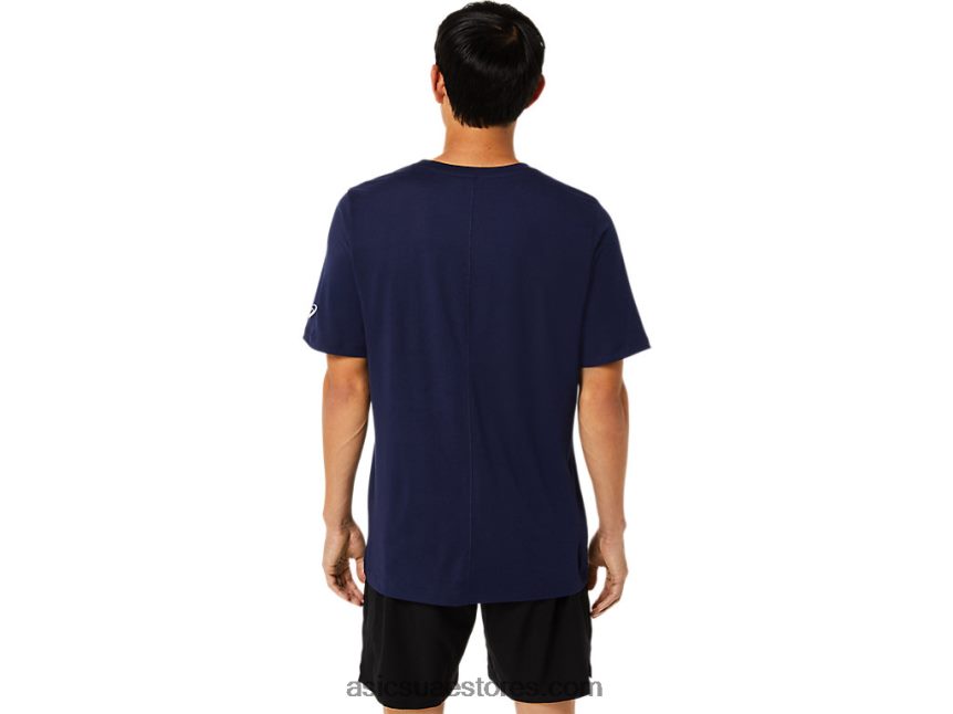Asics هيذر الطاووس قميص رجالي بأكمام قصيرة من hthr tech 2N24DJ1811