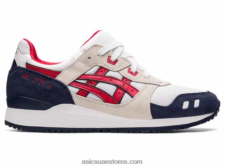 Asics أبيض / أحمر كلاسيكي جل لايت الثالث og 2N24DJ1903