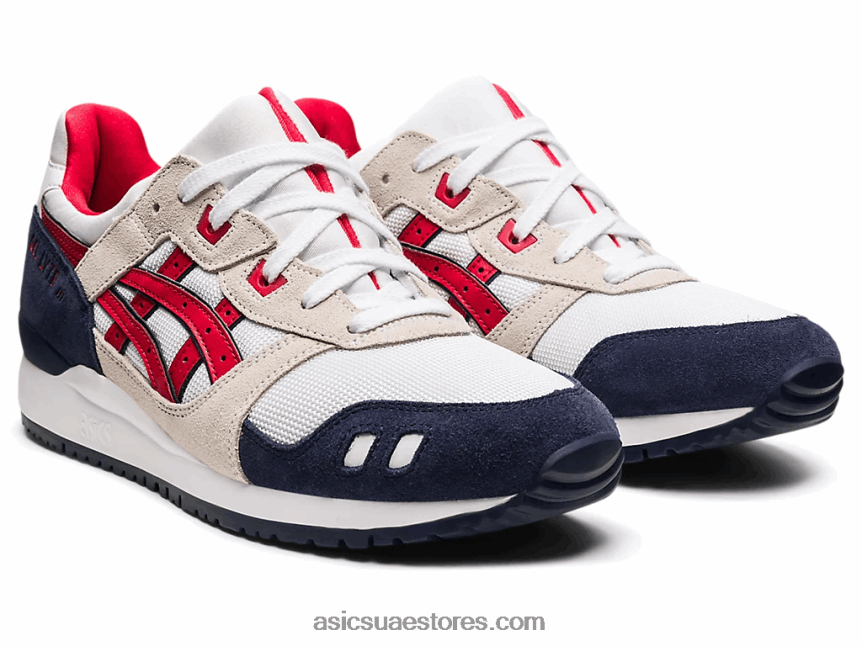 Asics أبيض / أحمر كلاسيكي جل لايت الثالث og 2N24DJ1903