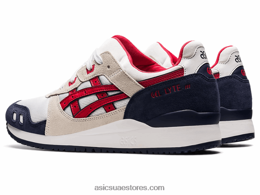 Asics أبيض / أحمر كلاسيكي جل لايت الثالث og 2N24DJ1903