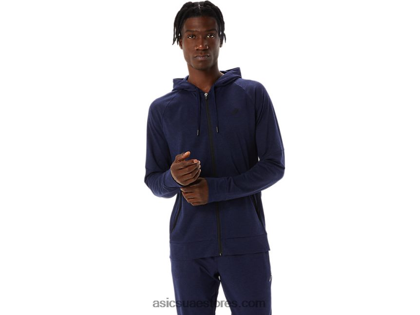 Asics peacoat / perf أسود هودي بسحاب كامل تك للرجال 2N24DJ867