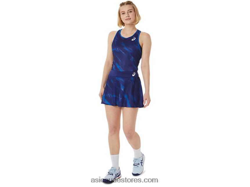 Asics الغوص الأزرق مباراة سيدات الرسم skort 2N24DJ3064