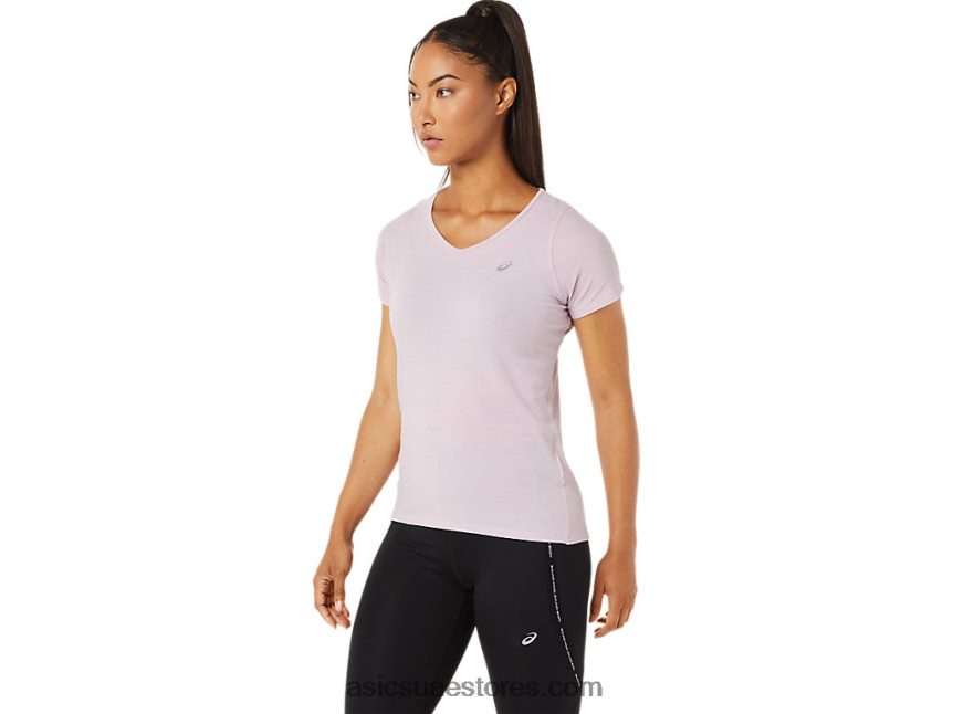 Asics بالكاد ارتفع بلوزة نسائية بأكمام قصيرة ورقبة على شكل حرف v 2N24DJ3342