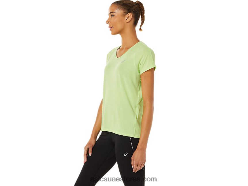 Asics ليمون اخضر بلوزة نسائية بأكمام قصيرة ورقبة على شكل حرف v 2N24DJ3370