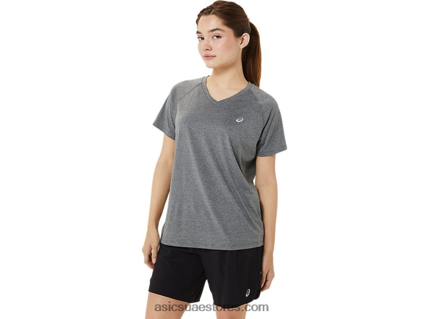 Asics هيذر رمادي غامق طقم نسائي جاهز بياقة على شكل حرف v 2N24DJ3377