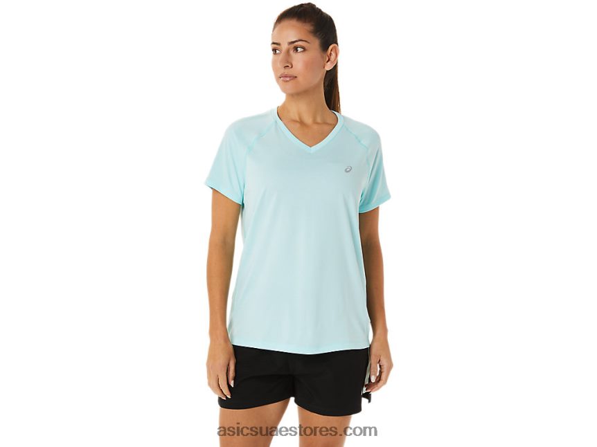Asics هيذر زرقاء واضحة طقم نسائي جاهز بياقة على شكل حرف v 2N24DJ3467