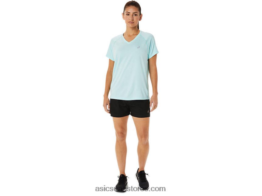 Asics هيذر زرقاء واضحة طقم نسائي جاهز بياقة على شكل حرف v 2N24DJ3467
