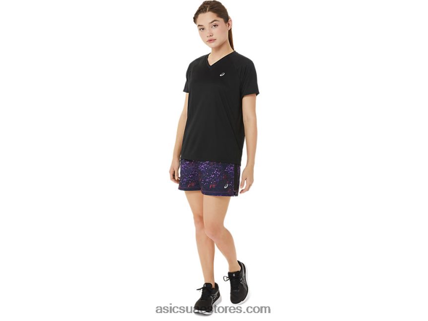 Asics أسود الأداء طقم نسائي جاهز بياقة على شكل حرف v 2N24DJ3498