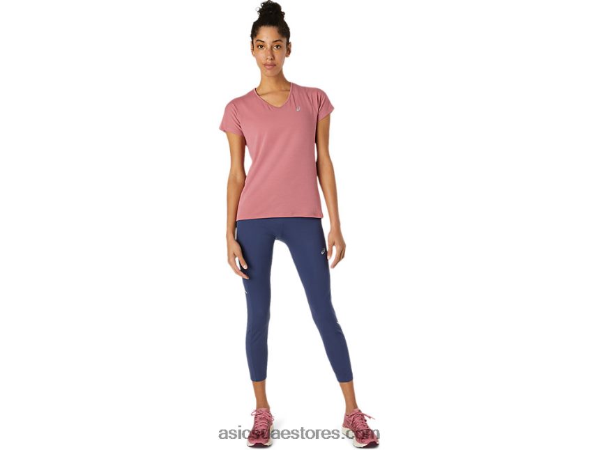Asics ارتفع سموكي بلوزة نسائية بأكمام قصيرة ورقبة على شكل حرف v 2N24DJ3832