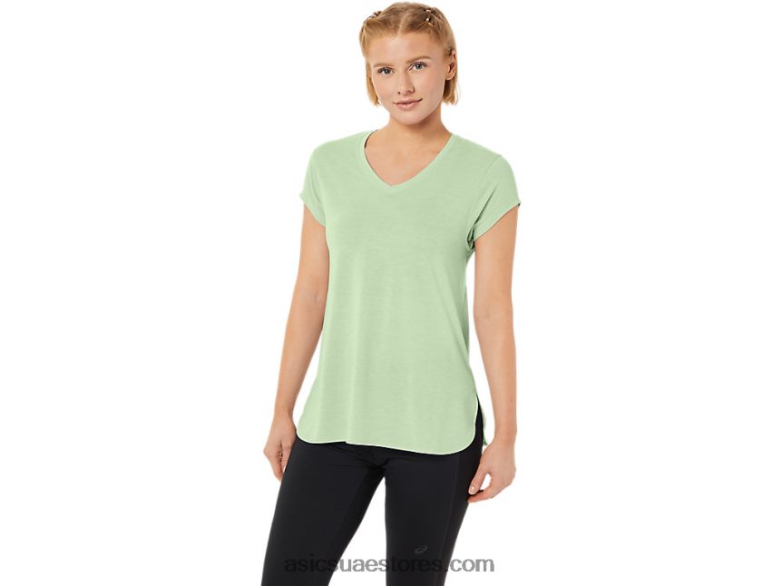 Asics همسة هيذر الخضراء المرأة أعلى هيذر vneck 2N24DJ2292