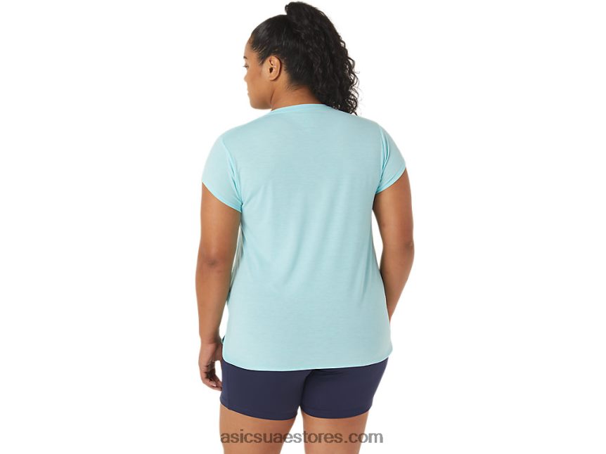 Asics هيذر زرقاء واضحة المرأة أعلى هيذر vneck 2N24DJ3403