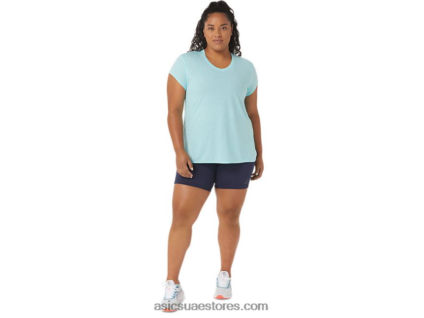 Asics هيذر زرقاء واضحة المرأة أعلى هيذر vneck 2N24DJ3403