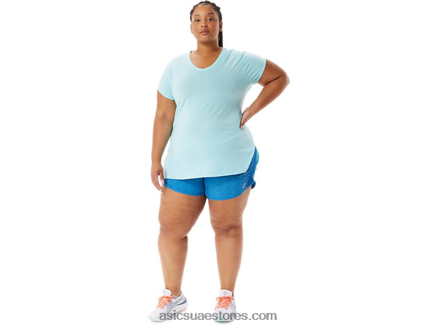 Asics هيذر زرقاء واضحة المرأة أعلى هيذر vneck 2N24DJ3403