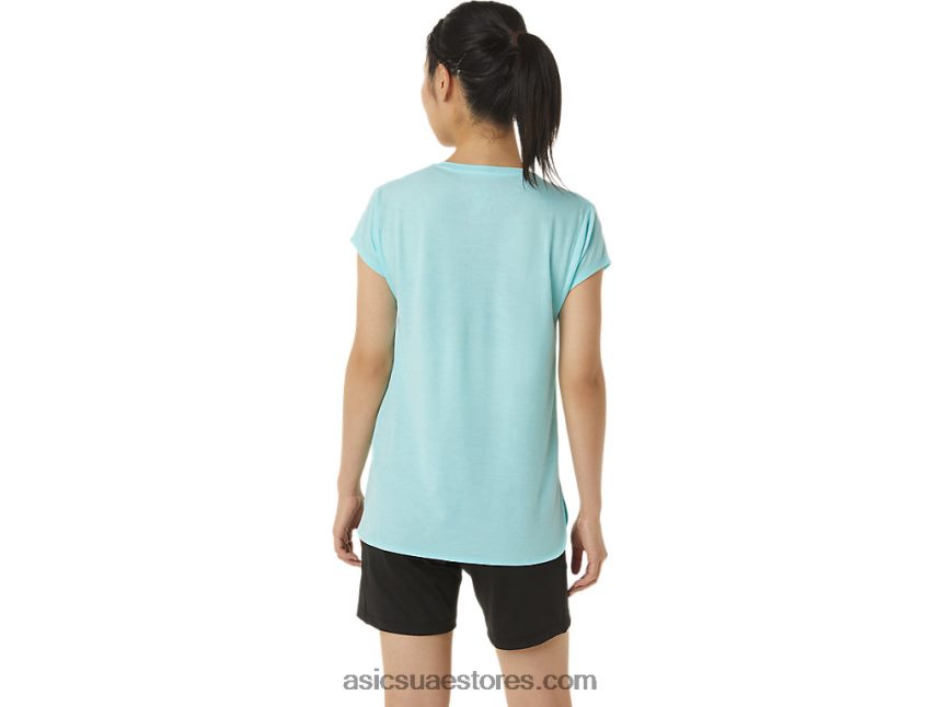Asics هيذر زرقاء واضحة المرأة أعلى هيذر vneck 2N24DJ3403