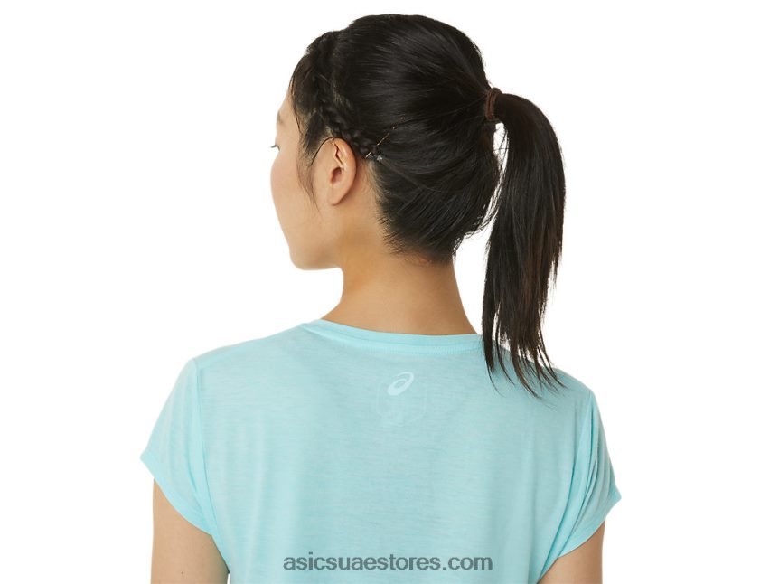 Asics هيذر زرقاء واضحة المرأة أعلى هيذر vneck 2N24DJ3403