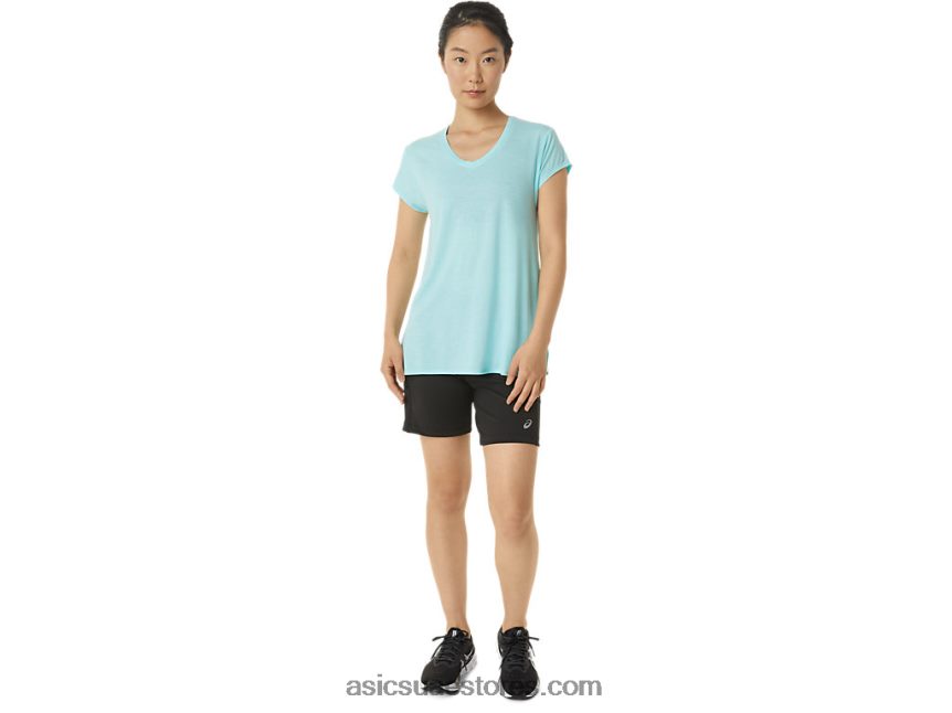 Asics هيذر زرقاء واضحة المرأة أعلى هيذر vneck 2N24DJ3403