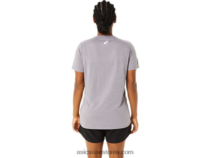 Asics هيذر الخزامى الرمادي المرأة قصيرة الأكمام زهر الكرز vneck 2N24DJ3644