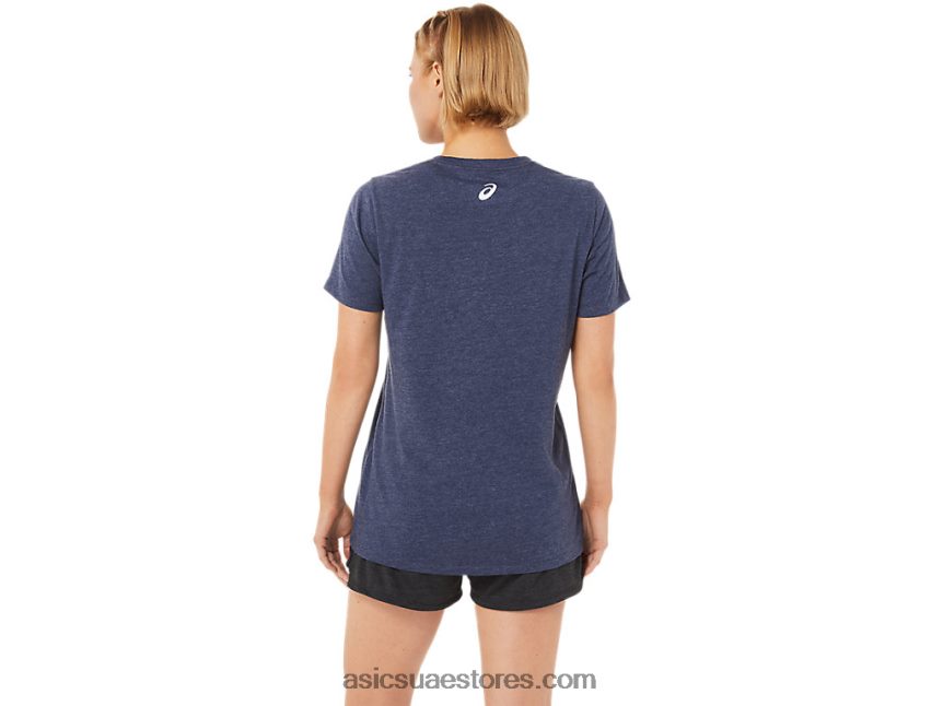 Asics هيذر الطاووس المرأة قصيرة الأكمام زهر الكرز vneck 2N24DJ3733