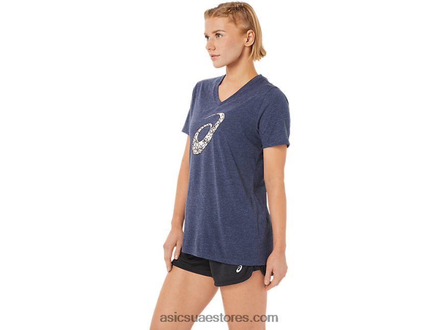 Asics هيذر الطاووس المرأة قصيرة الأكمام زهر الكرز vneck 2N24DJ3733