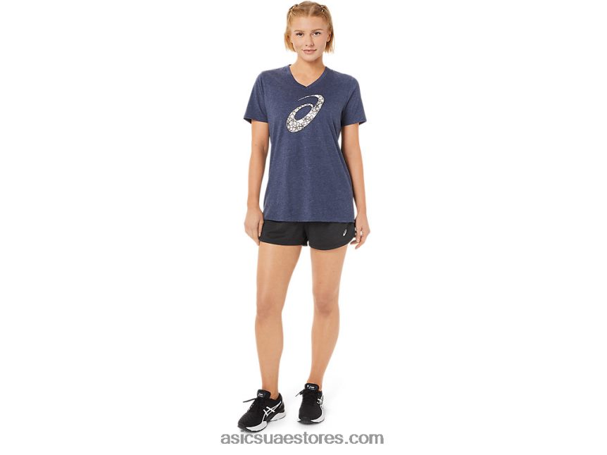 Asics هيذر الطاووس المرأة قصيرة الأكمام زهر الكرز vneck 2N24DJ3733