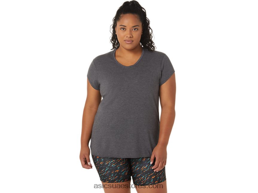 Asics هيذر رمادي غامق المرأة أعلى هيذر vneck 2N24DJ4092