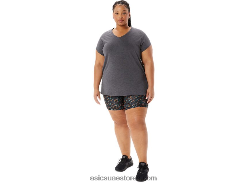 Asics هيذر رمادي غامق المرأة أعلى هيذر vneck 2N24DJ4092