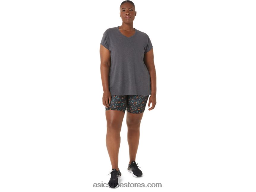 Asics هيذر رمادي غامق المرأة أعلى هيذر vneck 2N24DJ4092
