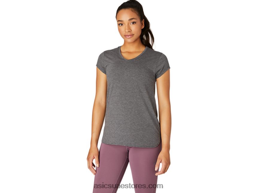 Asics هيذر رمادي غامق المرأة أعلى هيذر vneck 2N24DJ4092