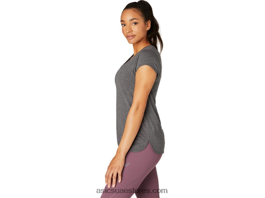 Asics هيذر رمادي غامق المرأة أعلى هيذر vneck 2N24DJ4092