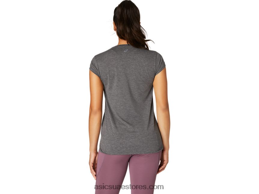 Asics هيذر رمادي غامق المرأة أعلى هيذر vneck 2N24DJ4092
